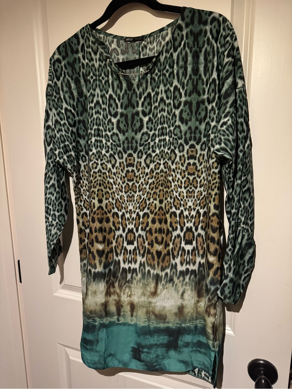 Green ombré Animal Print Long Sleeve Tunic